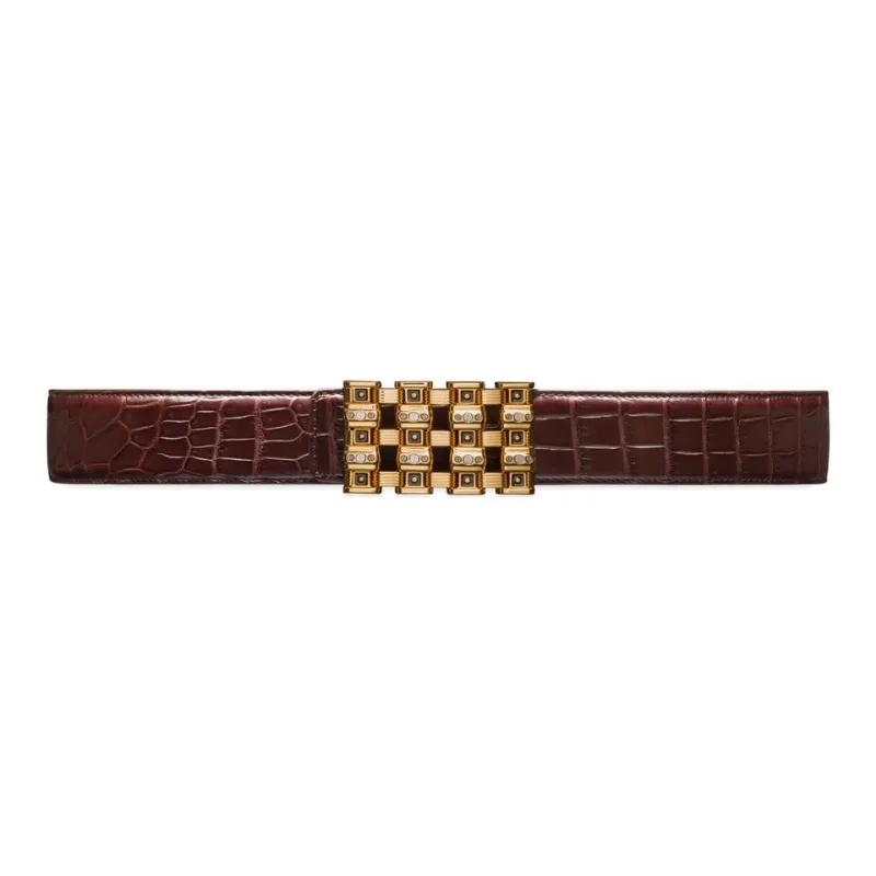 STEFANO RICCI Crocodile Leather Leather Belts Unisex Burgundy Width: 3.8CM-0