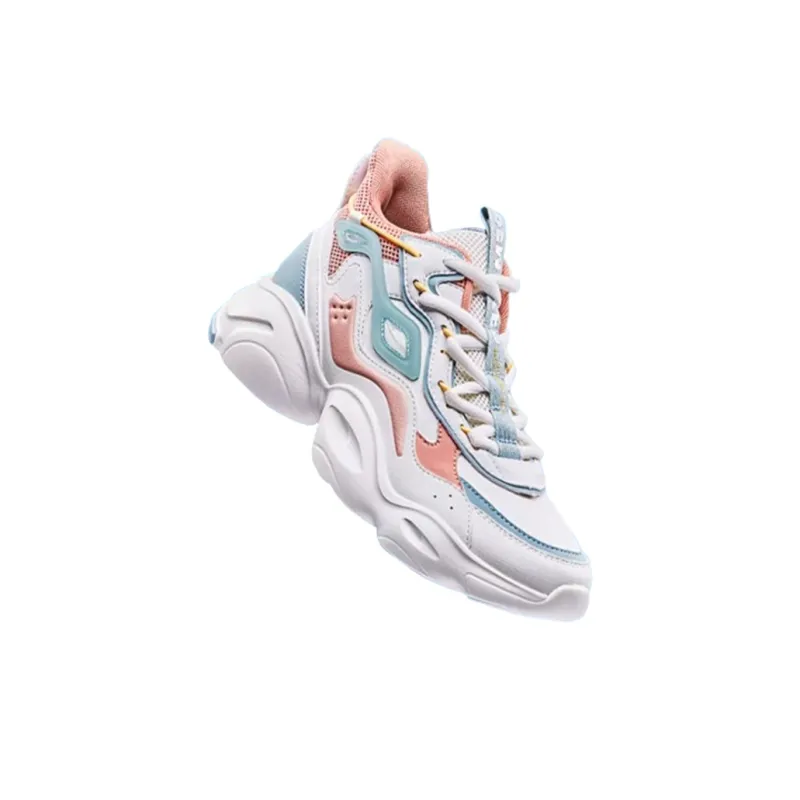 QIAODAN Durable Breathable Low Top Running Shoes Women's White Green-2