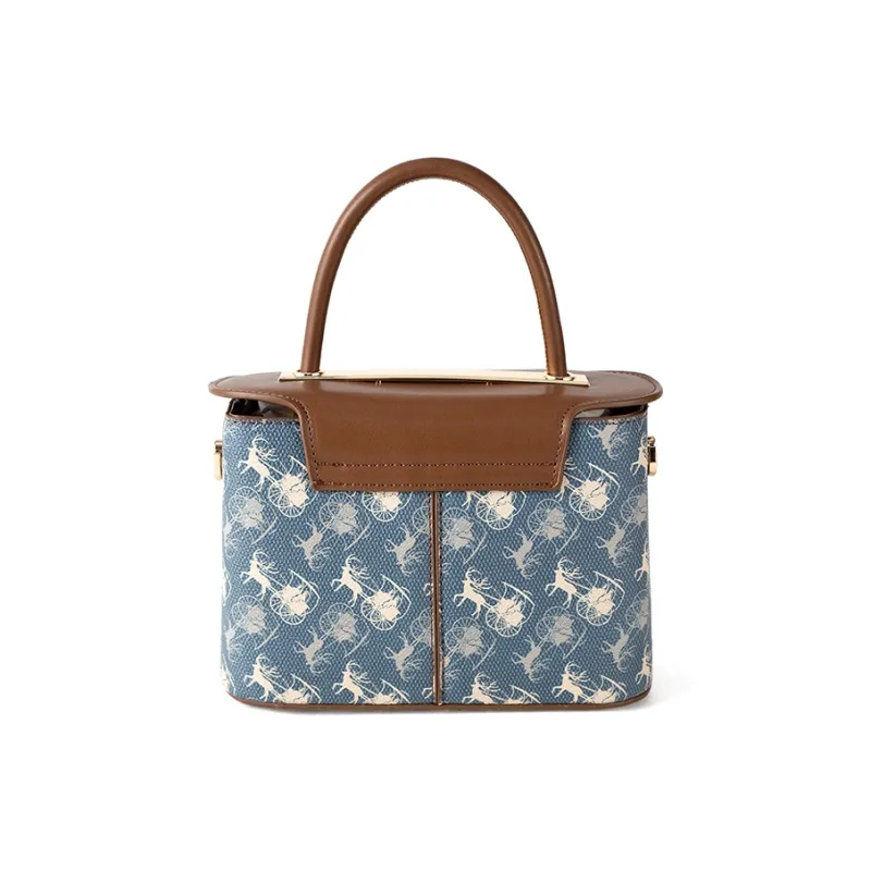 Vigno Synthetic Leather Handbag, One Shoulder, Crossbody Bag Regular Women's Coffee & Blue-5