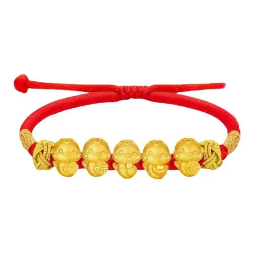 OIDSG Five Blessings Snake Red String Pure Gold Transfer Beads Fixed Price Bracelets Unisex