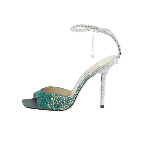 Jimmy Choo Saeda Strap Sandals 10cm Women's Green