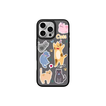 LANWK Glass Material Kitten Party Phone Case Compatible With Apple IPhone 14/15/16/Pro/Pro Max