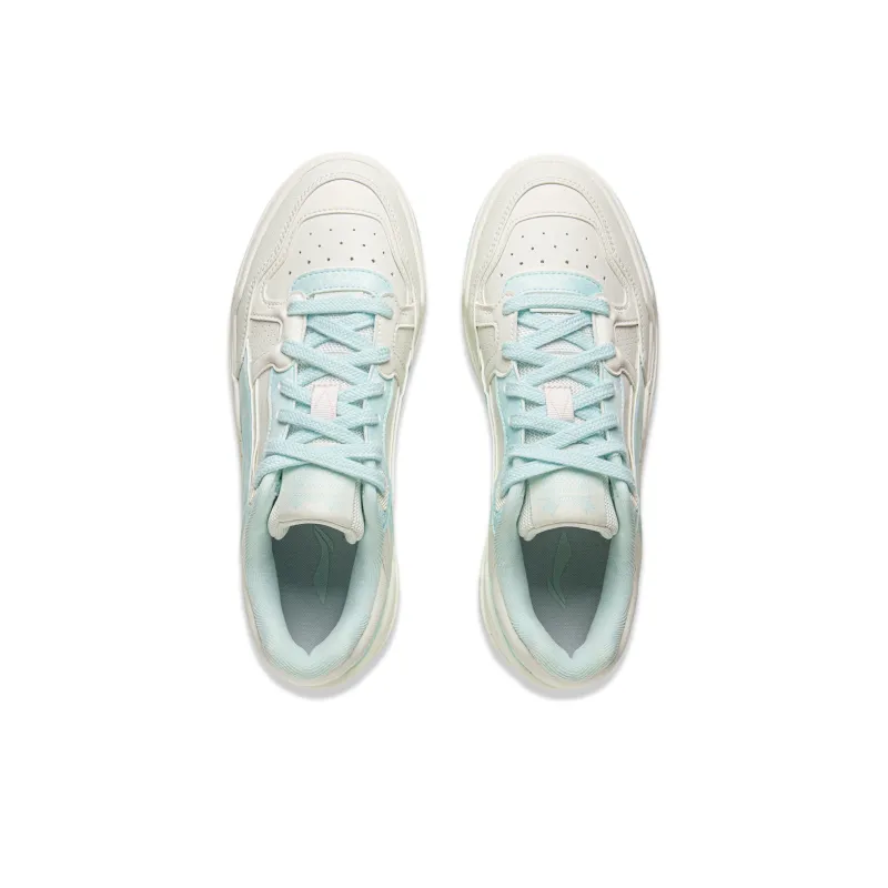 LiNing Moon White 2.0 Slip Resistant Cushioning Wear Resistant Low Top Skateboard Shoes Women's White Blue-3