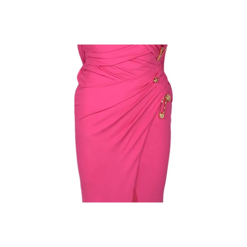 VERSACE Sleeveless Draped Cocktail Dress 'Pink'-3