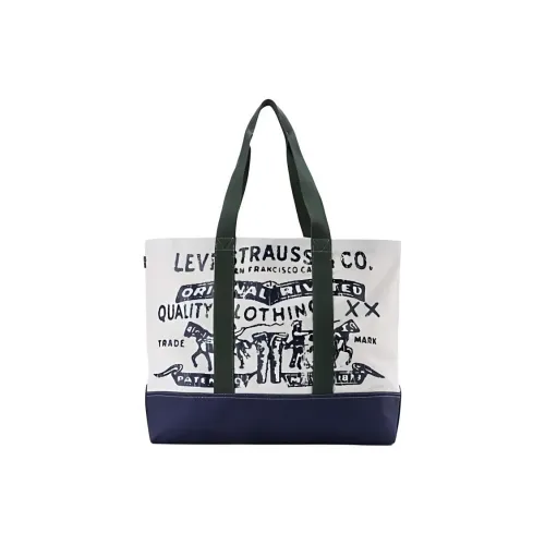 Levi's Cotton Patchwork Canvas Tote Bag Shopping Bag Handbag Unisex White