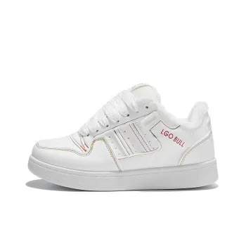 Little Red Man Low Top Skateboard Shoes Women's White