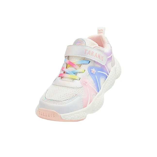 TARANIS Anti Slip Wear Resistant Low Top Kids' Running Shoes Star White/Rose Water Pink/Dream Purple Kids'-2