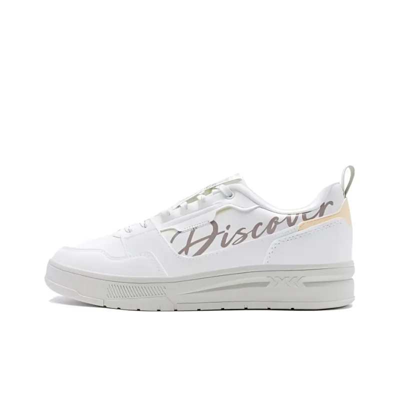 XTEP Innovation Anti Slip Wear Resistant Low Top Skateboard Shoes Women's White Yellow-0