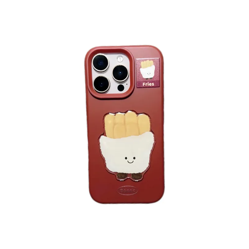 MULEUG TPU Material 3D Effect Air Cushion French Fries Coffee Phone Cases Compatible With IPhone 12/13/14/15/16/PRO/MAX-6