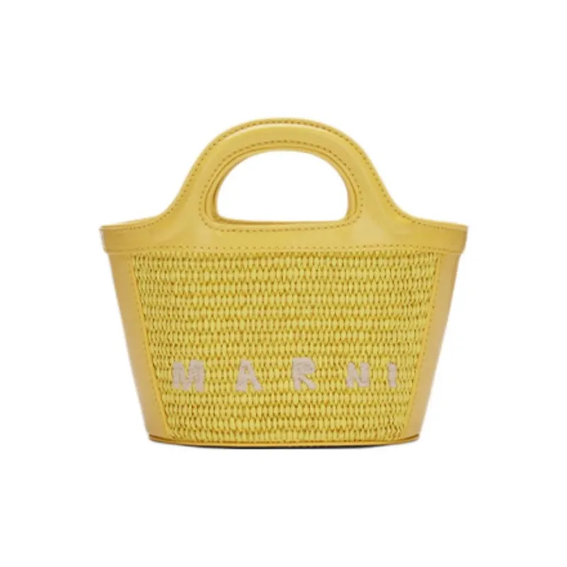 MARNI TROPICALIA Fabric One Shoulder Handbag Small Size Women's Yellow-0