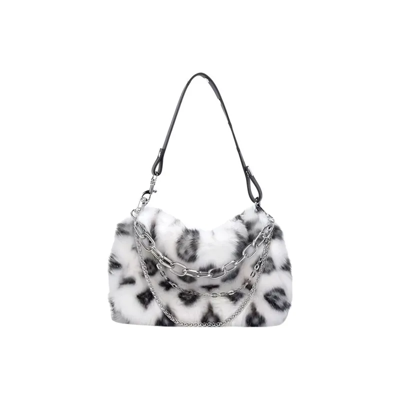Meow In The Grass Plush Shoulder Bag, Handbag Regular Women's Gray/Ecru/Pink/Apricot-2