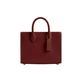 COACH Ace Cow Leather Tote Bag, Shopping Bag, Shoulder Bag, Handbag Trumpets Women's Dark Red Gemstone Color