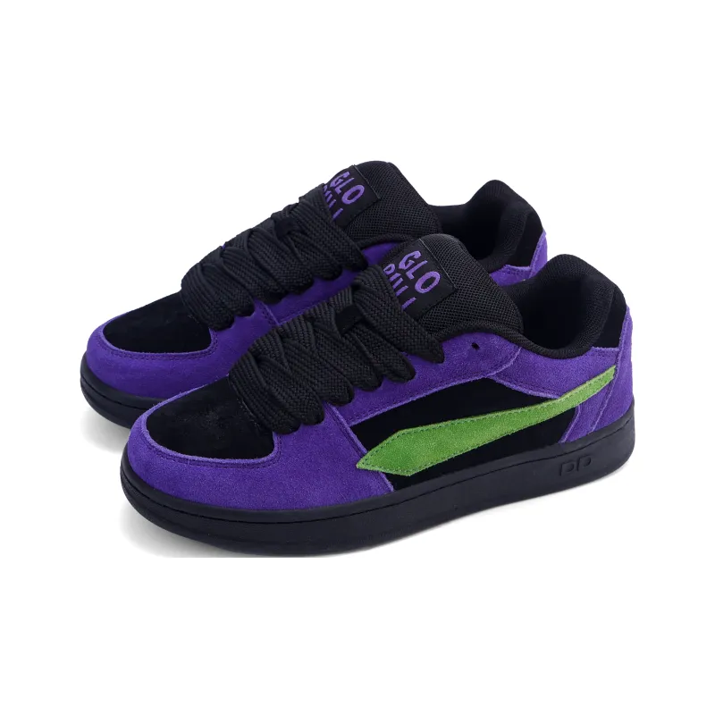 GLO BULL Skateboard Shoes Unisex Low Top Black Purple Green-3