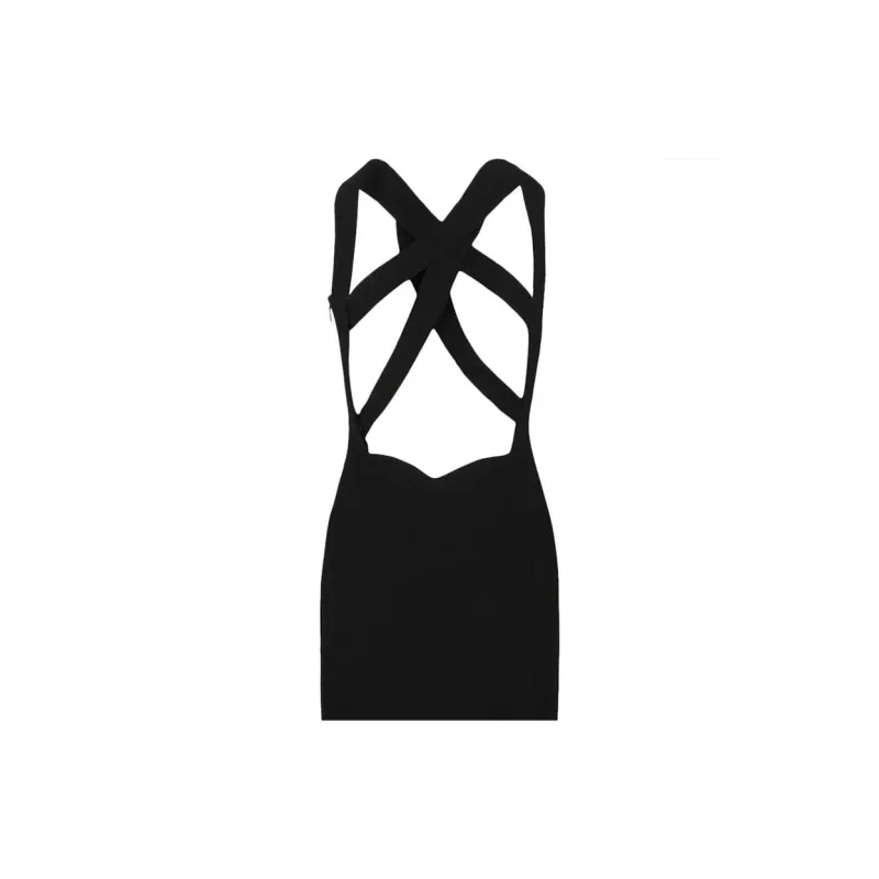 VERSACE Crossed Sleeveless Cocktail Dress 'Black'-4