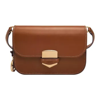 FOSSIL Leather Crossbody Bag Shoulder Bag Small Size Women's Brown