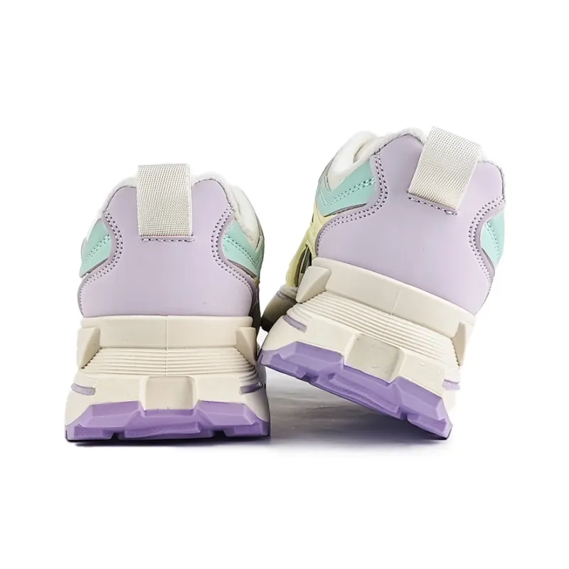Warrior Lightweight Wear-Resistant And Warm Low-Top Casual Shoes Women's Beige Purple-3