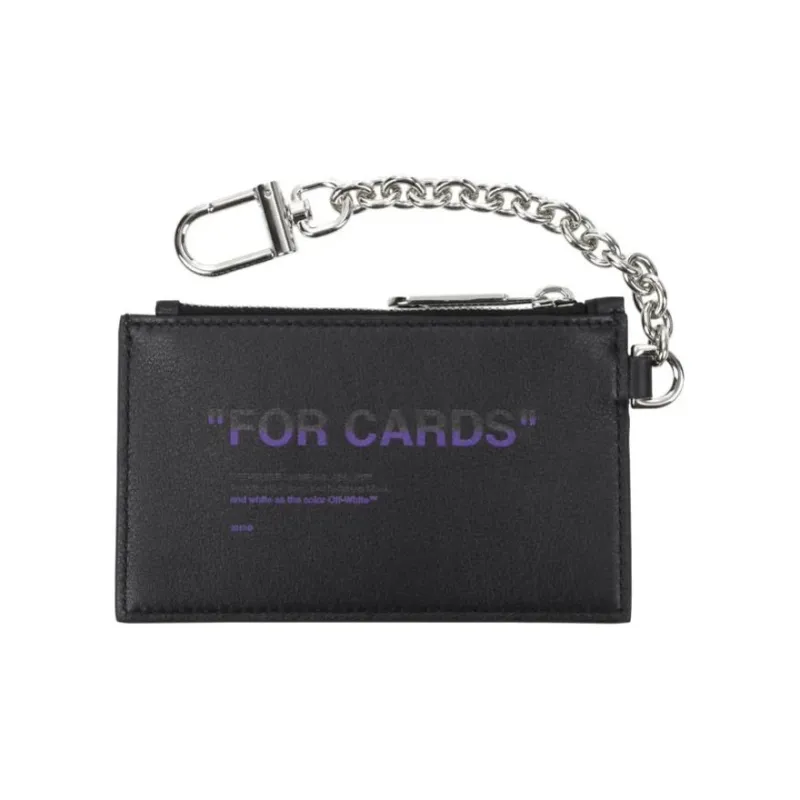 OFF WHITE Leather Coin Purse Men's Black & Purple-1