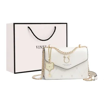 VINEY Cow Leather Shoulder Bag Crossbody Bag Small Square Bag Regular Women's Ecru
