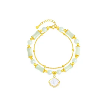 IS YOU Bracelets Pale Greenish White Jade Women's