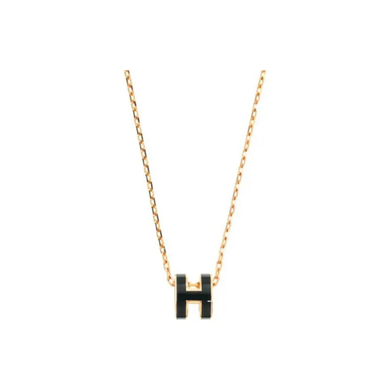 HERMES 18K Rose Gold Necklaces Women's Green-0