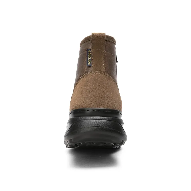 GOLDLION Warm Anti Slip And Wear Resistant Short Snow Boots Men's Brown-3
