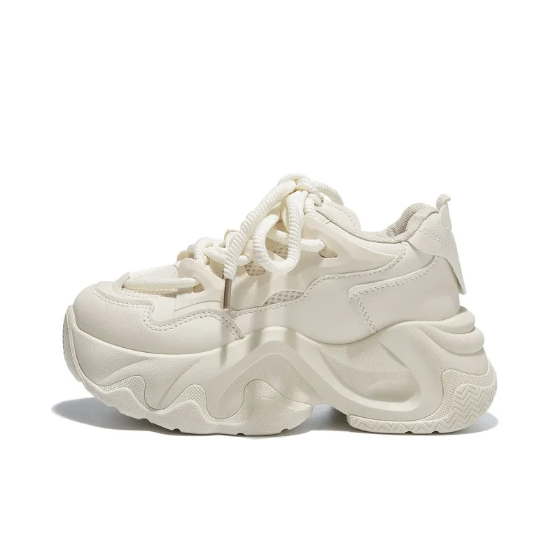 SHUXIAOBEI Cushioning Slip Resistant Breathable Height Increasing Thermal Low Top Chunky Sneakers Women's-9