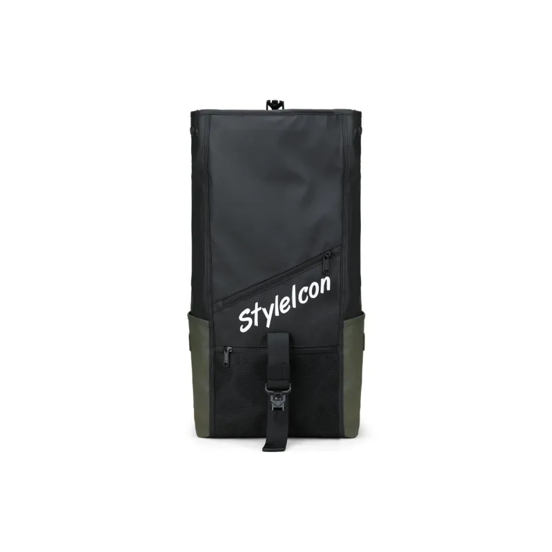 Fillove Fabric Backpack Regular Unisex Black With Green White English/Black With Green Black English-2