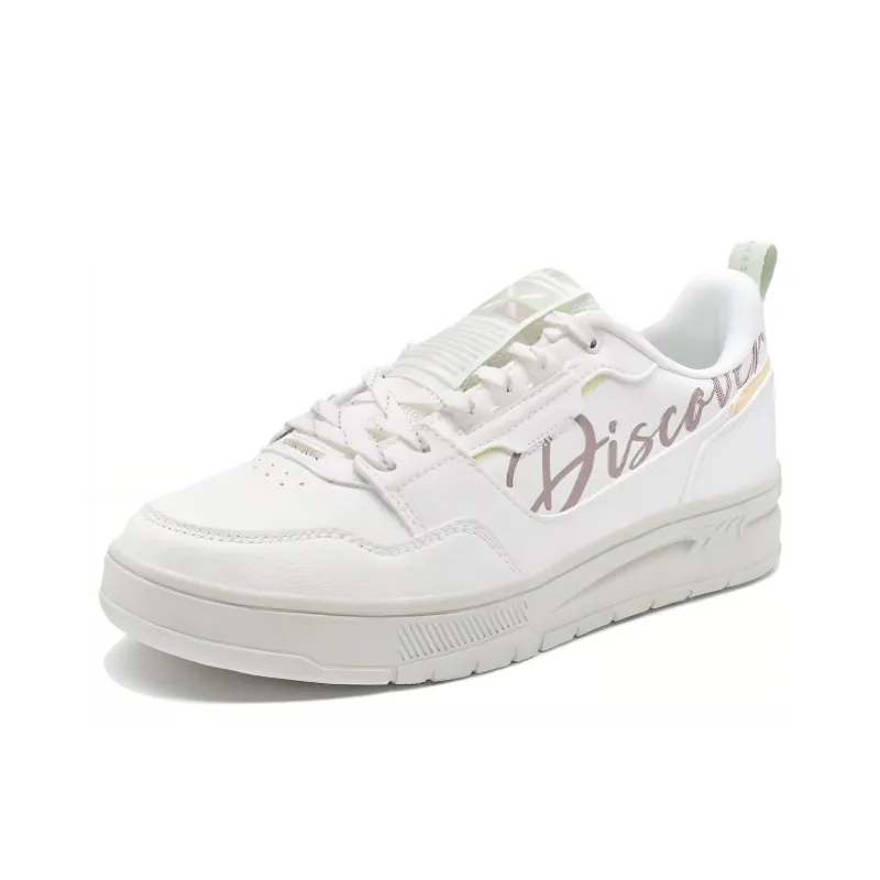 XTEP Innovation Anti Slip Wear Resistant Low Top Skateboard Shoes Women's White Yellow-1