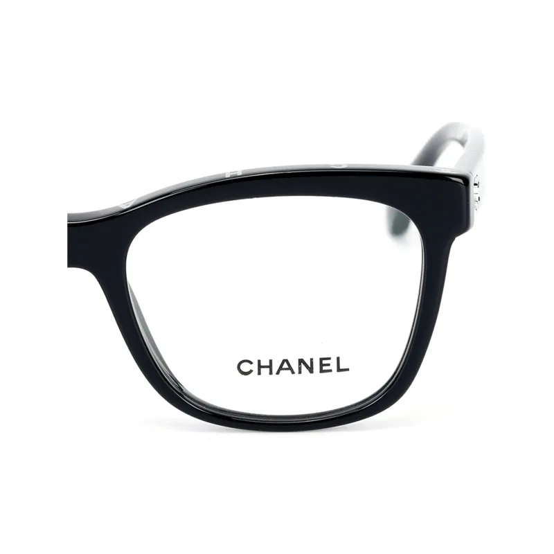 CHANEL Eye Acetate Irregular Shape Eyeglass Frames Men's Black-3