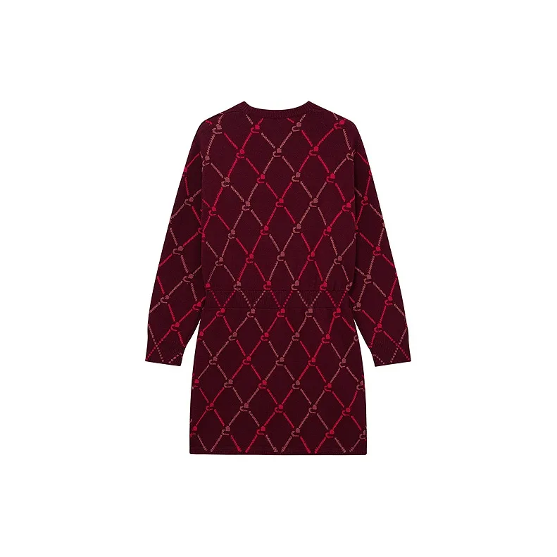 D'zzit Long Sleeved Dress Women's Dark Red-1