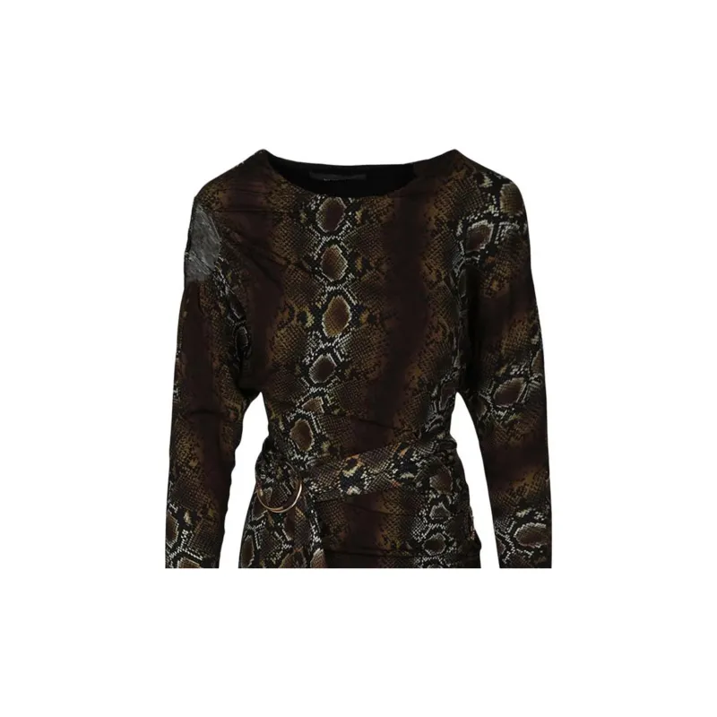 VERSACE Snake Printed Long Sleeve Dress 'Multicolor'-2