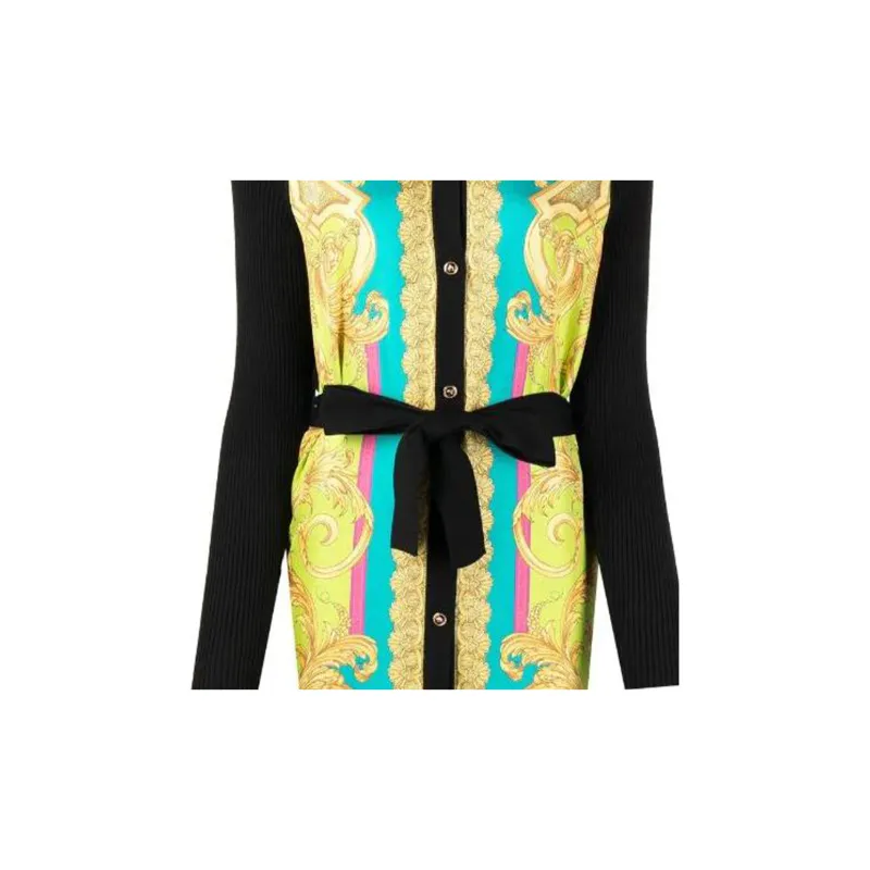 FANSIZHE VERSACE Long Sleeved Dress Women's Yellow-4
