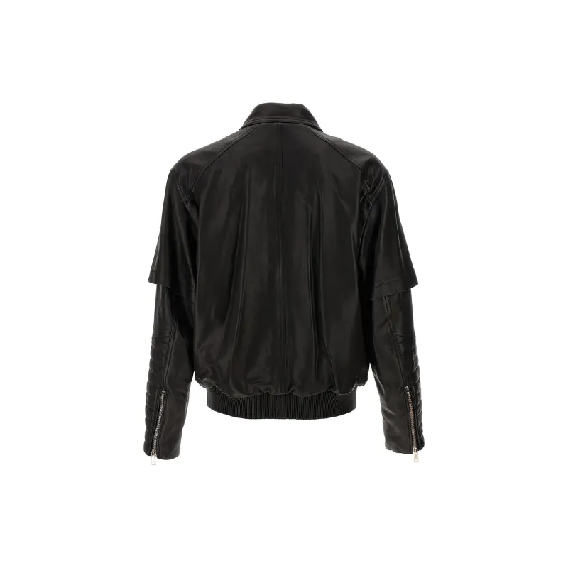 BALMAIN Layered Leather Jacket-1