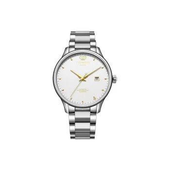 TIANWANG Golden Label Brings Blessings. Mechanical Movement Stainless Steel Strap Watch Men's Watches White Dial