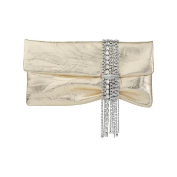 Jimmy Choo Leather Clutch Women's Light Platinum