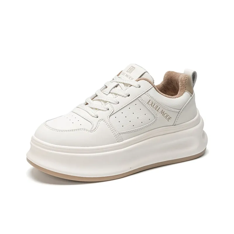 EXULL Q Coverage Cushioning Impact Resistance Height Increasing Low Top Skateboard Shoes Women's Beige Khaki-1