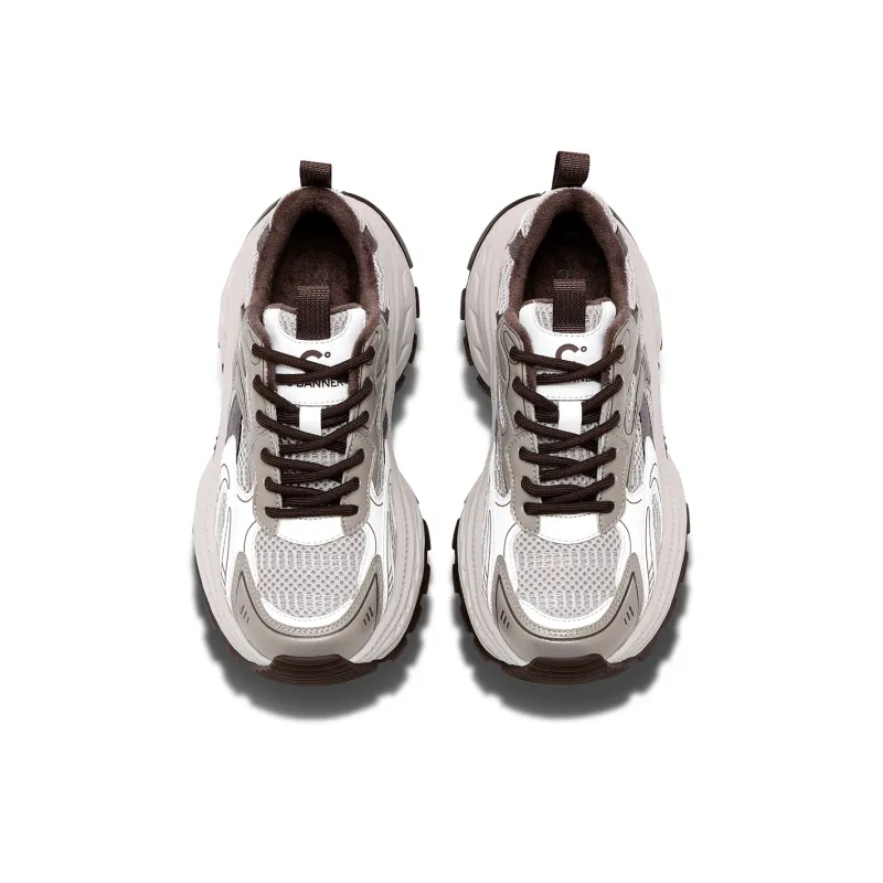 C°BANNER Anti Slip And Wear Resistant Height Increasing Low Top Chunky Sneakers Women's Gray Zongzi-3