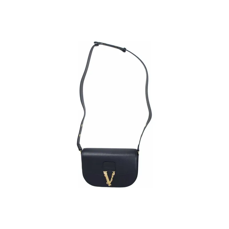 VERSACE Virtus Leather Shoulder Bag Women's Black-2
