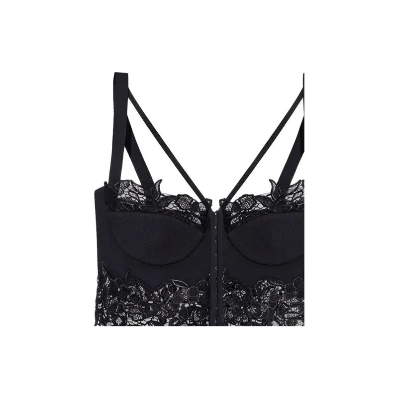 VERSACE Floral Lace-Detailed Sleeveless Corset Top-1