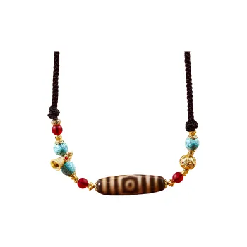 JIUCHAOGUZHU Agate Dzi Bead Necklace Unisex