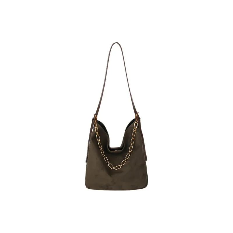 Yalu Suede Material Shoulder Bag Women's Brown/Coffee/Green/Black-4