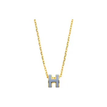 HERMES Metal Necklaces Women's Light Blue
