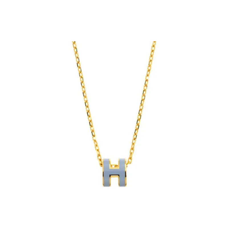HERMES Metal Necklaces Women's Light Blue-0