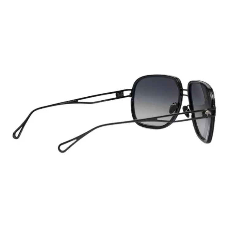 STEFANO RICCI Acetate Metal Aviator Sunglasses Men's Black-2