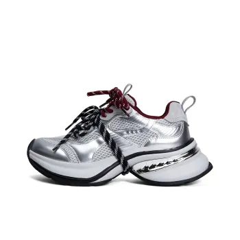 PT'SON Height Increasing Mid Top Chunky Sneakers Women's Galaxy Gray