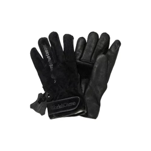 OREGONIAN CAMPER Genuine Suede Cow Leather Knit Gloves Unisex Black