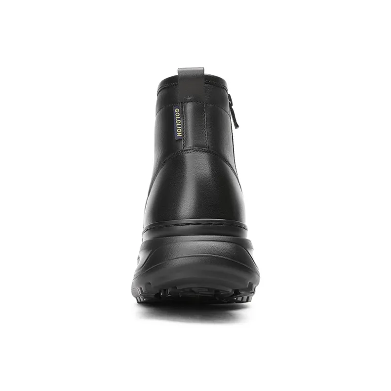GOLDLION Warm Height Increasing Short Snow Boots Men's Black-3