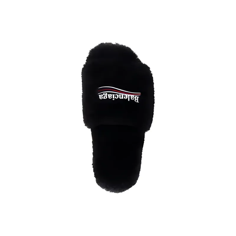 Balenciaga Furry Slippers / Home Slippers Black-2