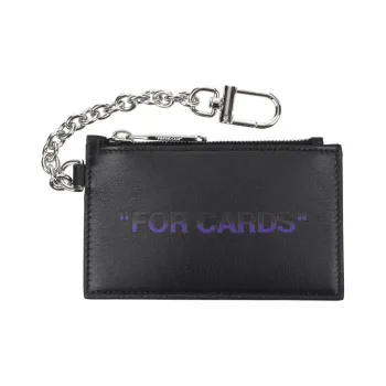 OFF WHITE Leather Coin Purse Men's Black & Purple