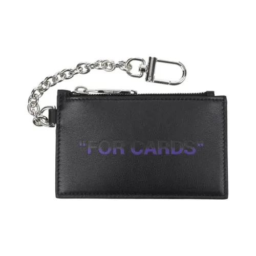 OFF WHITE Leather Coin Purse Men's Black & Purple